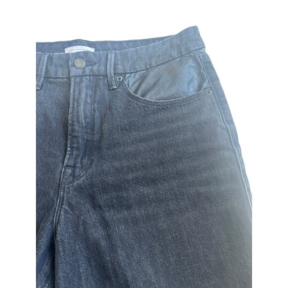 GOOD AMERICAN GOOD VINTAGE LEATHER STRAIGHT LEG JEANS WASHED BLACK SIZE 8/29 - Picture 3 of 9
